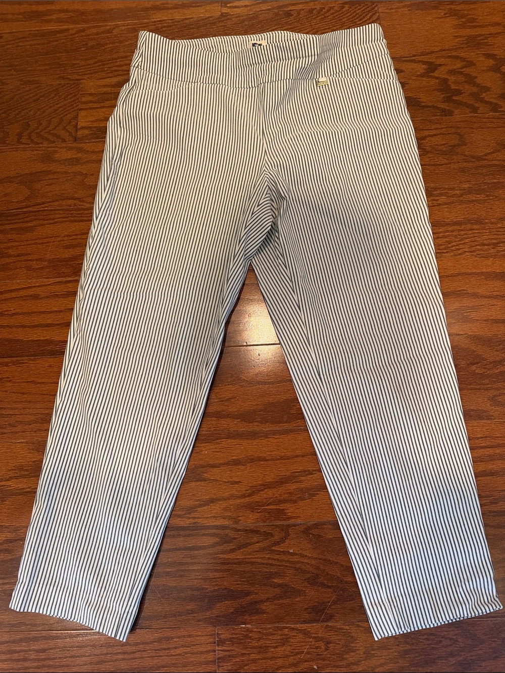 Anne Klein Black and White Pinstripe Chinos